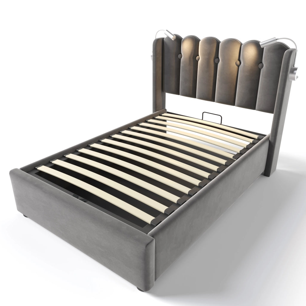 Letto singolo in velluto grigio 90x200 cm