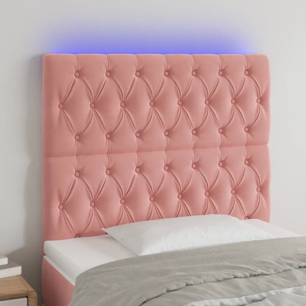 Testiera | Testata a LED Rosa 100x7x118/128 cm in Velluto