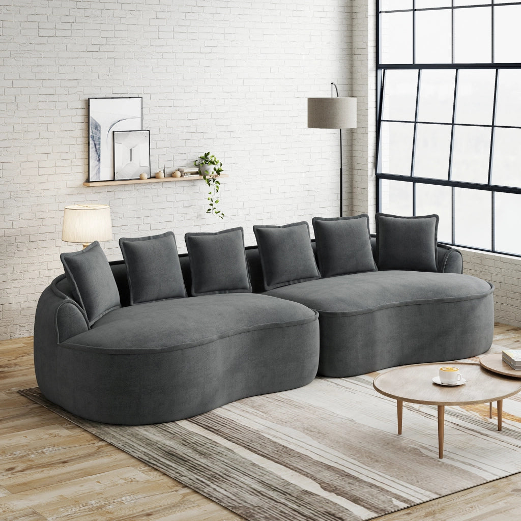 Divano 4 Posti in Tessuto Chenille con Cuscini ¨C MINIMAL ¨C Grigio