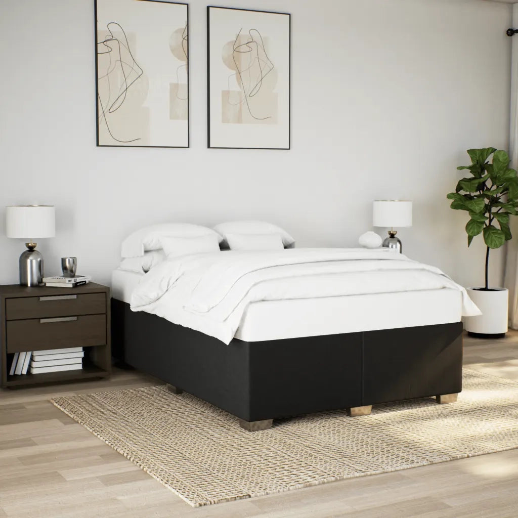 Letto matrimoniale | Letto per adulti | Giroletto senza Materasso Nero 140x190 cm in Tessuto