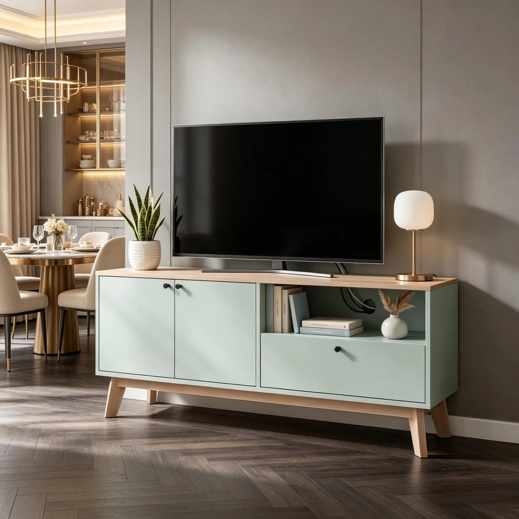 Mobile porta TV 120 cm verde chiaro e rovere