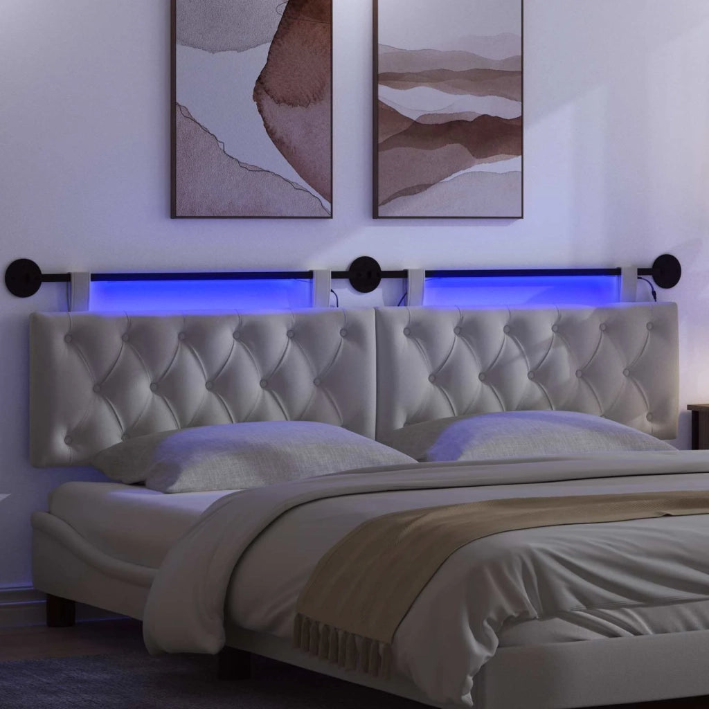 Testiera | Testata sospesa Con luce LED Bianco Tessuto