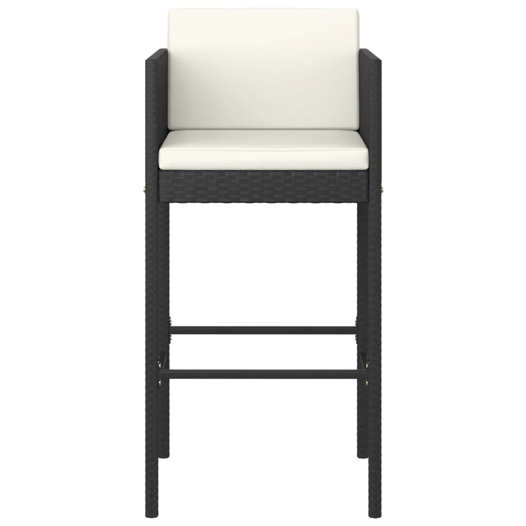 Set Bar da Giardino 5 pz con Cuscini Polyrattan Nero 3094775