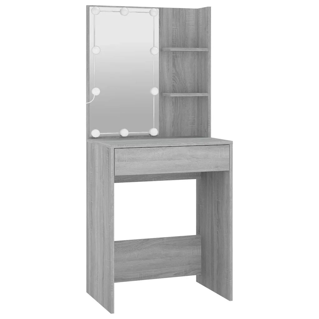 Set Tavolo da Toeletta con LED Grigio Sonoma Legno Multistrato 3114105