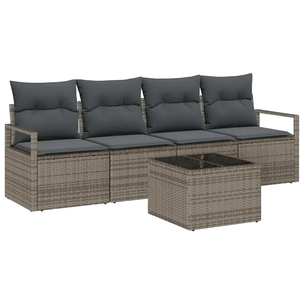 Set di divani con cuscino 5 pcs Grigio polyrattan 3346249