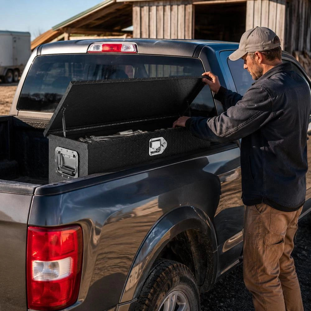 762 X 330 X 244 Mm Toolbox For Truck Bed, Lockable 64 L Truckbox Toolbox Storage Toolbox, 30 Kg Load Capacity Tool Chest Organizer For Motorhome, Car Etc.