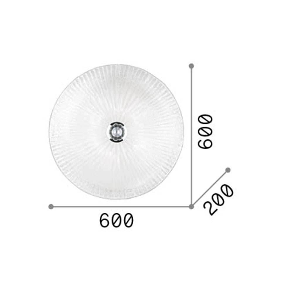 Plafoniera Classica Shell Vetro Trasparente 6 Luci E27