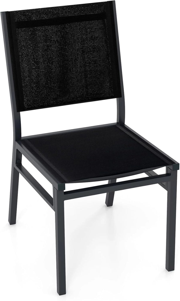 Sedia da Pranzo per Giardino, Sedia Pranzo in Tessuto Textilene, Sedia da Patio senza Braccioli con Schienale, Telaio in Alluminio Resistente, Portata 150 kg (1)