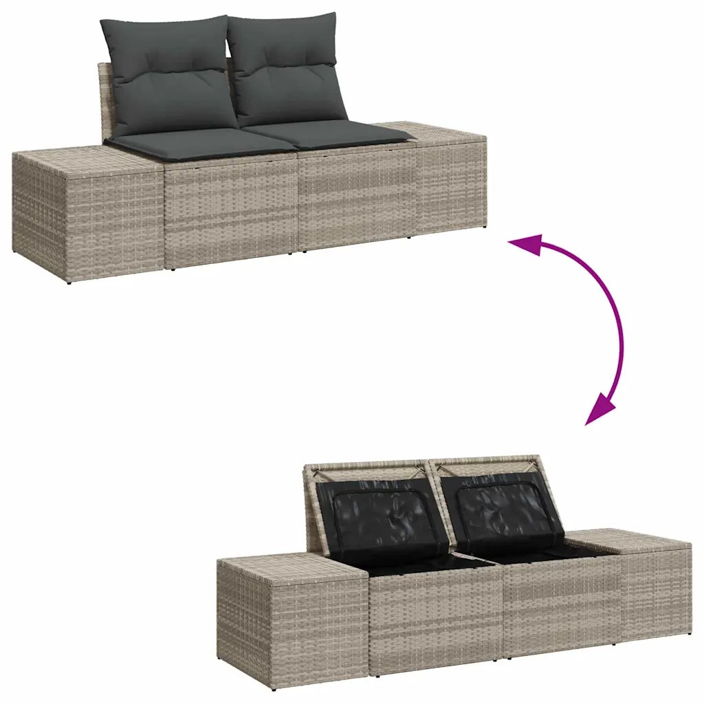 Set Divano da Giardino 3 pcs Grigio chiaro polyrattan 3355591