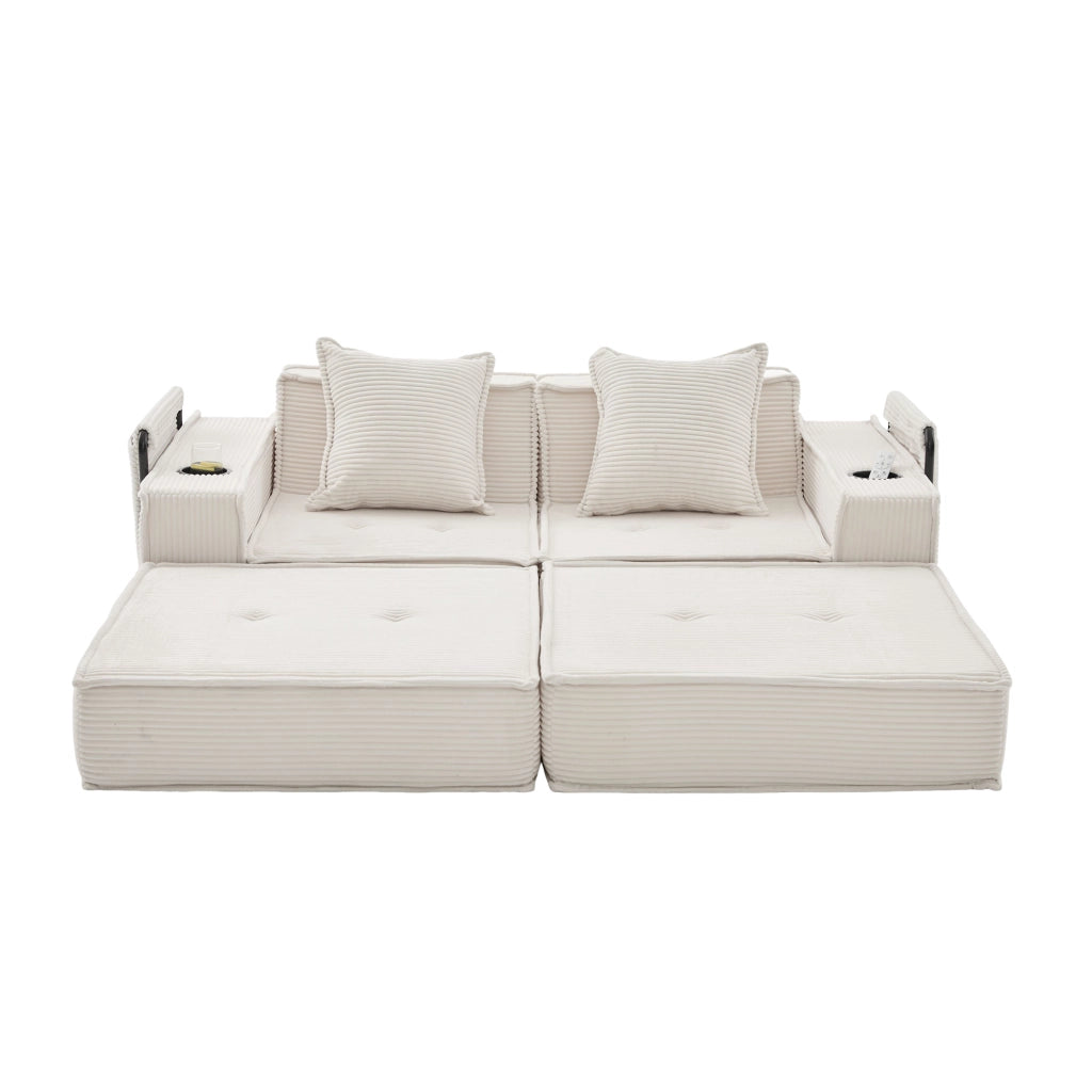 Divano Letto 2 Posti con Poggiapiedi e Cuscini ¨C MINIMAL ¨C Tessuto