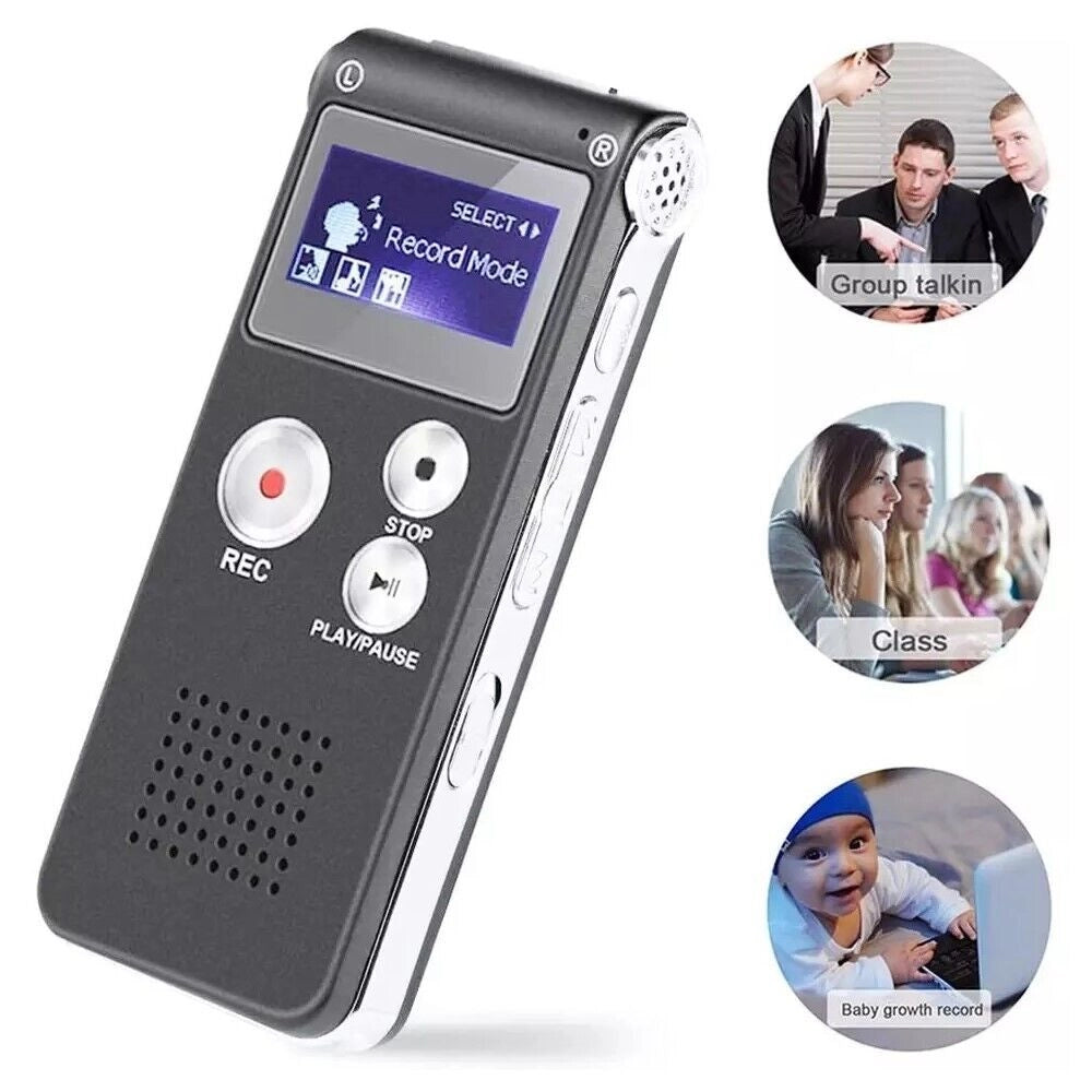 REGISTRATORE VOCALE DIGITALE PORTATILE LETTORE MP3 WAV USB AUDIO 8GB Q-LY77