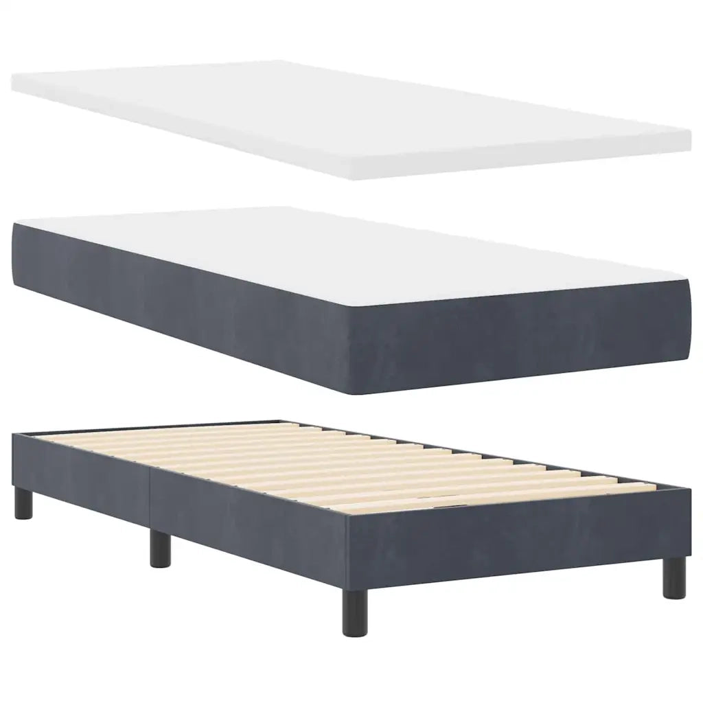 Letto a molle con testiera Grigio scuro 90 x 200 cm Velluto 3340371