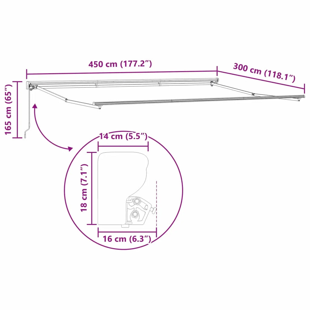 Tenda retrattile manuale Antracite e Bianco 4,5 × 3 m 3420294