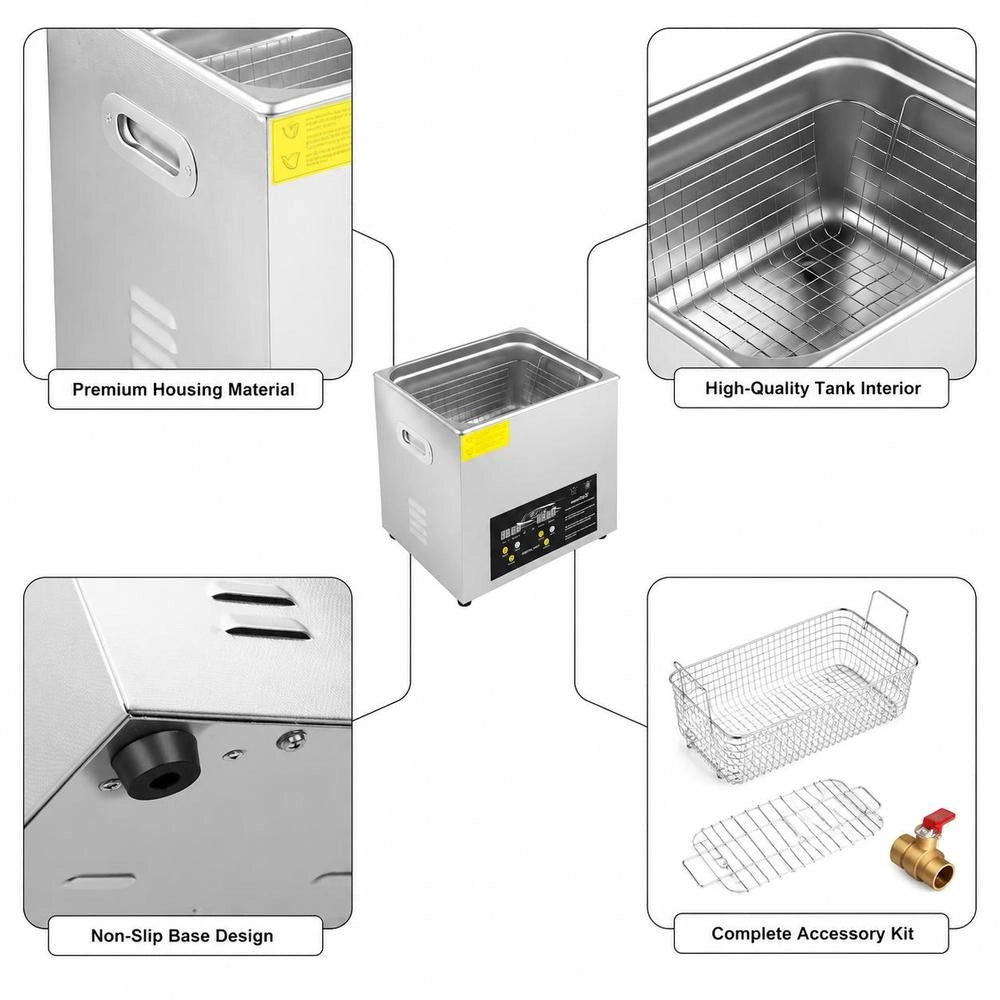 10L Enhanced Ultrasonic Cleaner (400W Heater, 240W Ultrasound) Professional Digital Laboratory Ultrasonic Cleaner With Heating Timer For Cleaning Parts And Instruments