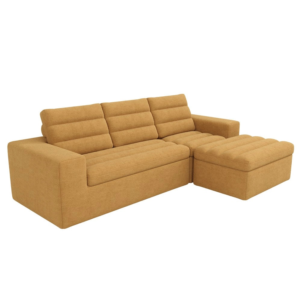 Divano angolare modulare ¨C Minimal ¨C tessuto chenille arancione