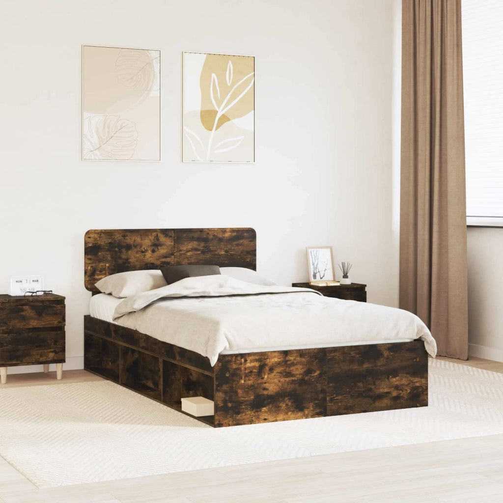 Letto matrimoniale | Letto per adulti | Struttura del letto Rovere fum¨¦ 120 x 190 cm Pino massello