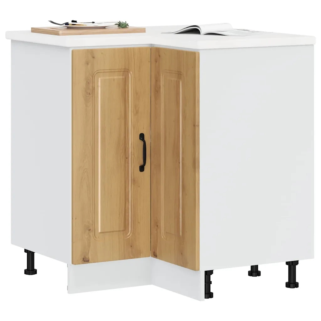 Armoire d'angle de cuisine Kalmar chêne artisanal