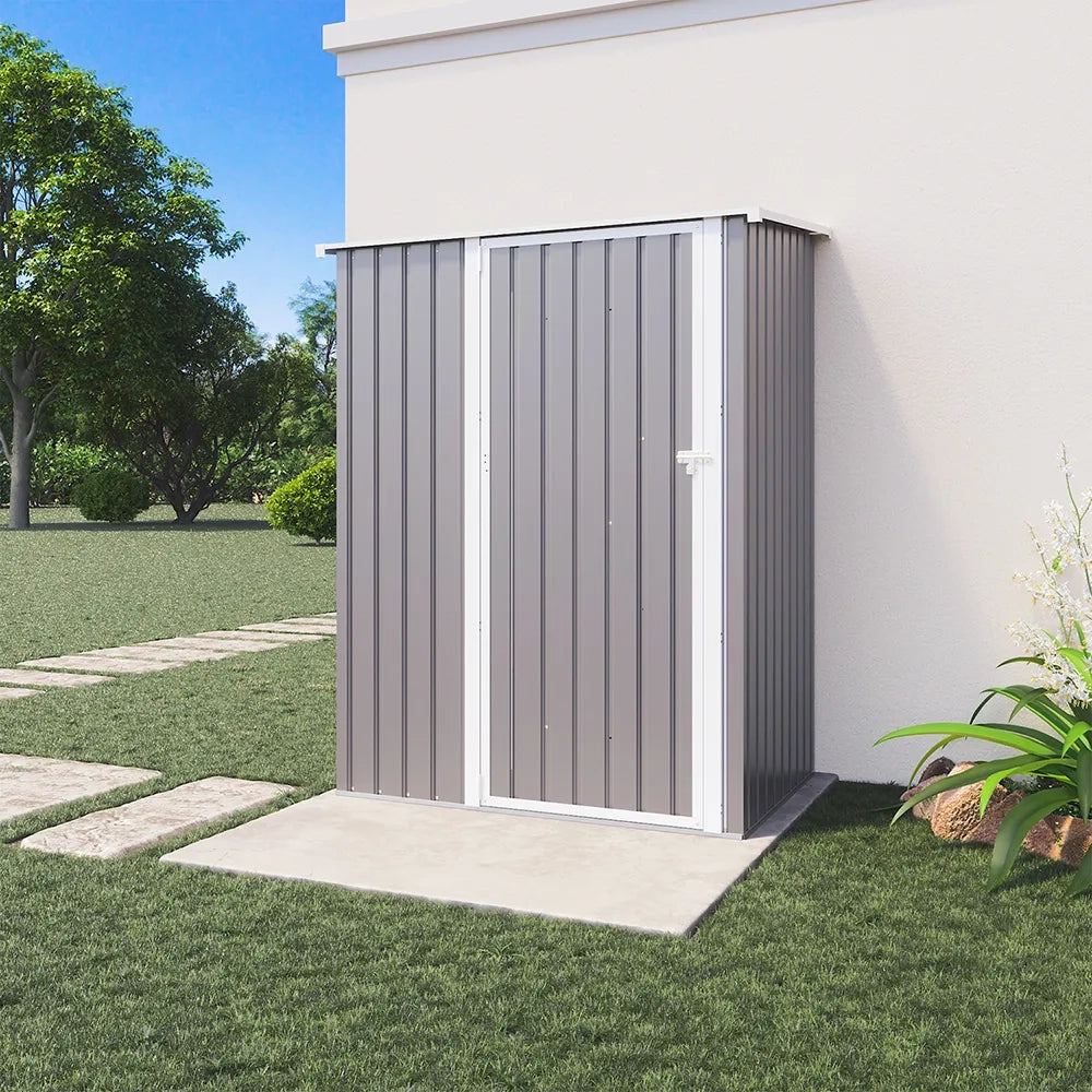 Casetta da giardino in acciaio zincato grigio 1,51x1,03xh1,96 m - 37,9kg- 1,55 metri quadri
