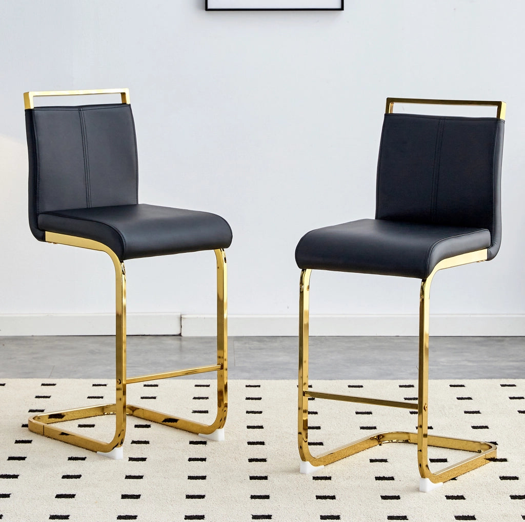 SGABELLI BAR Set da 2 pezzi 96,5 cm Nero/Oro in PU e metallo