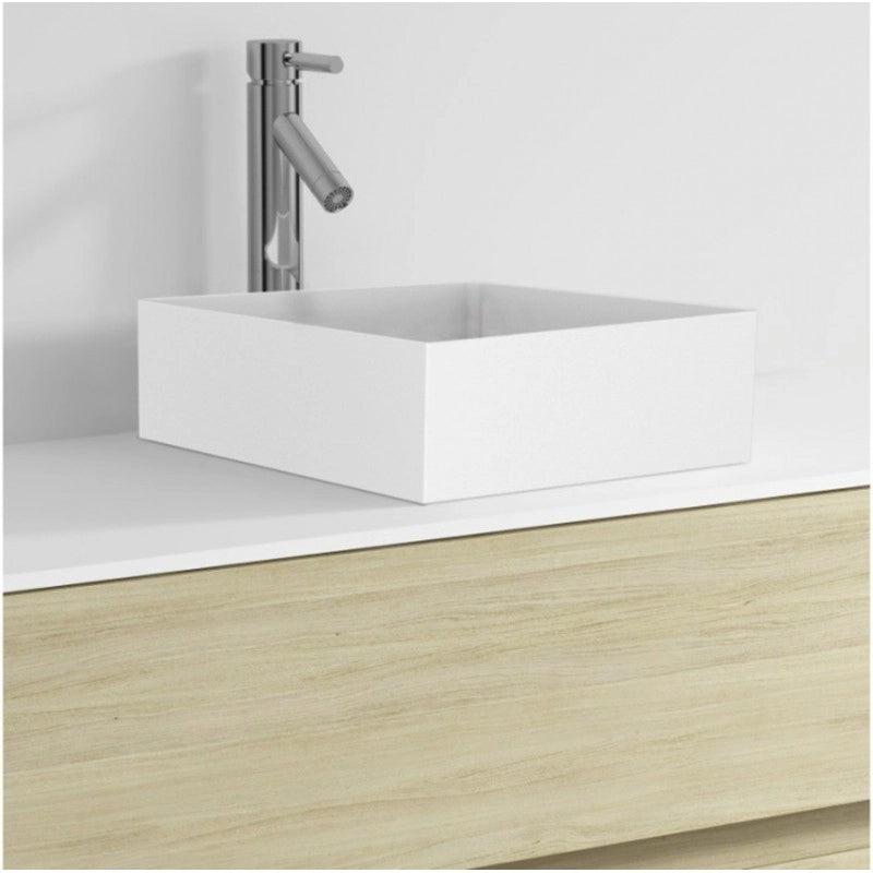 Lavabo da appoggio bianco opaco THIN SQUARE RIHO 38x38 cm solid surface