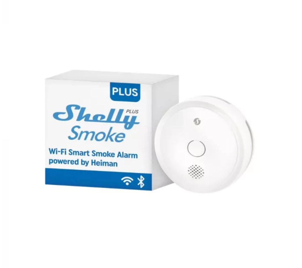Shelly Plus Smoke Alarm Rilevatore Smart di Fumo, Allarme Antincendio con Notifiche in Tempo Reale, Controllo da App e Integrazione Smart Home