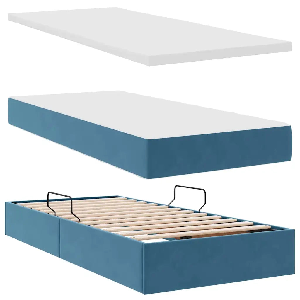 Letto con Contenitore Blu Scuro 90 x 190 cm Velluto 3370789
