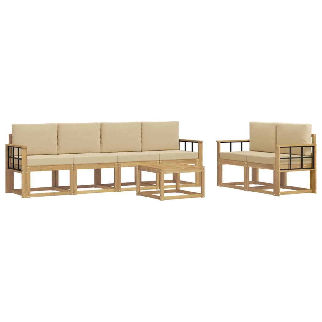 Set di divani da esterno 7 pz Bianco e Beige 3387292