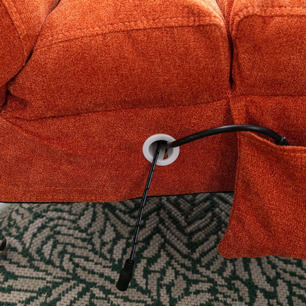 Sedia Relax Fissa DESMIU con Supporto Corpo Completo, Tessuto in Lino Arancione, Vibrazione Leggera e Tasche Laterali, 55x148x84 cm