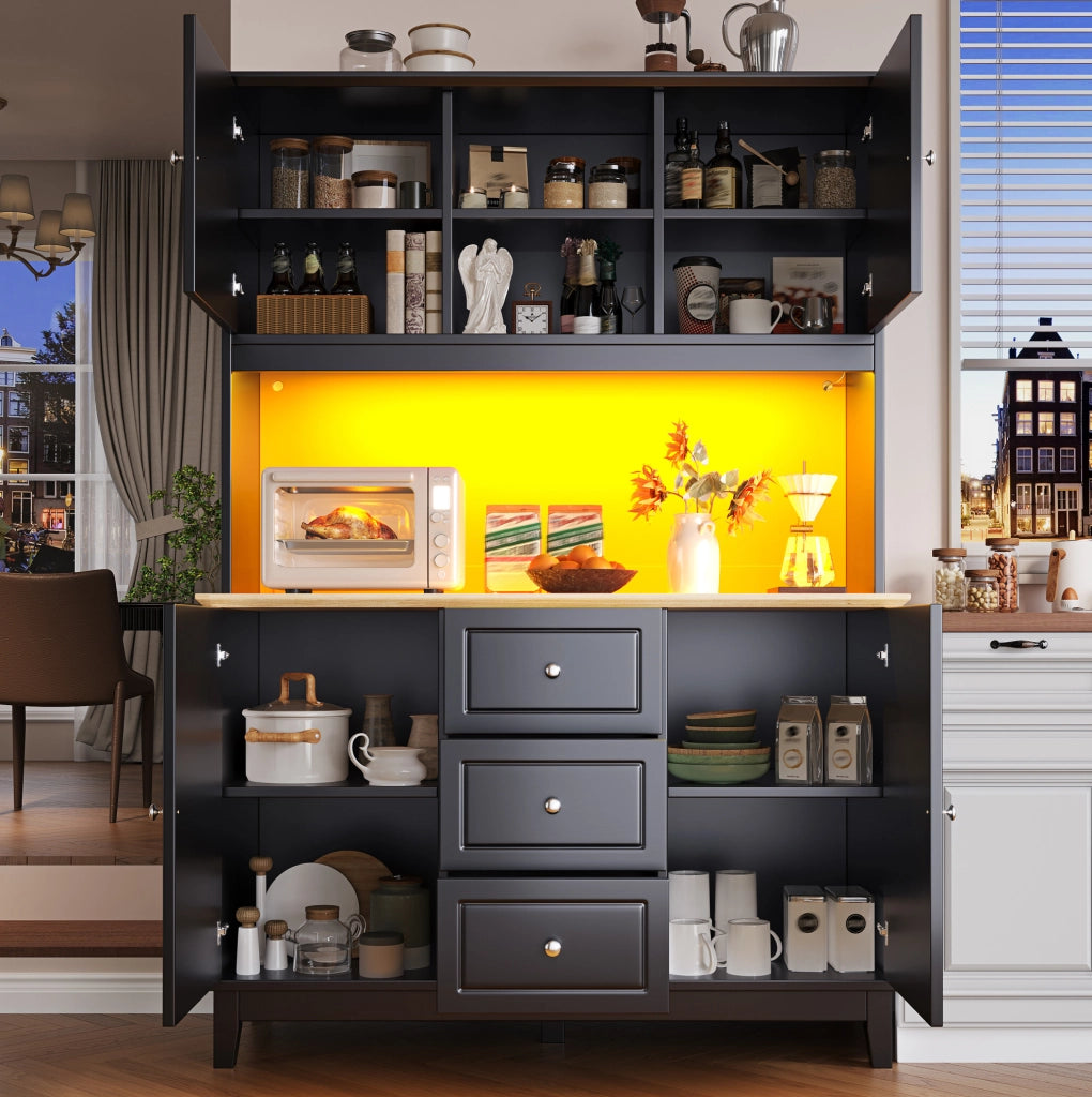 ARMADIO ALTO LED 120x40x180 cm MDF Nero/Naturale