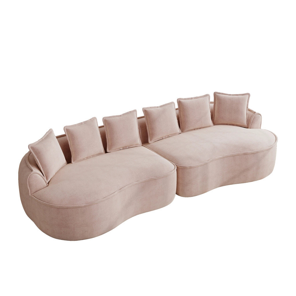 Divano 4 Posti in Tessuto Chenille con Cuscini ¨C MINIMAL ¨C Rosa