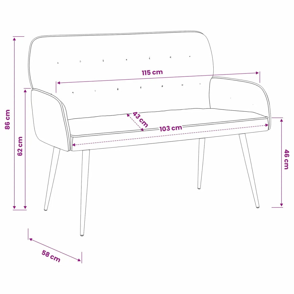 Divano a 2 posti con gambe in metallo 2 posto Nero Velluto 42051023