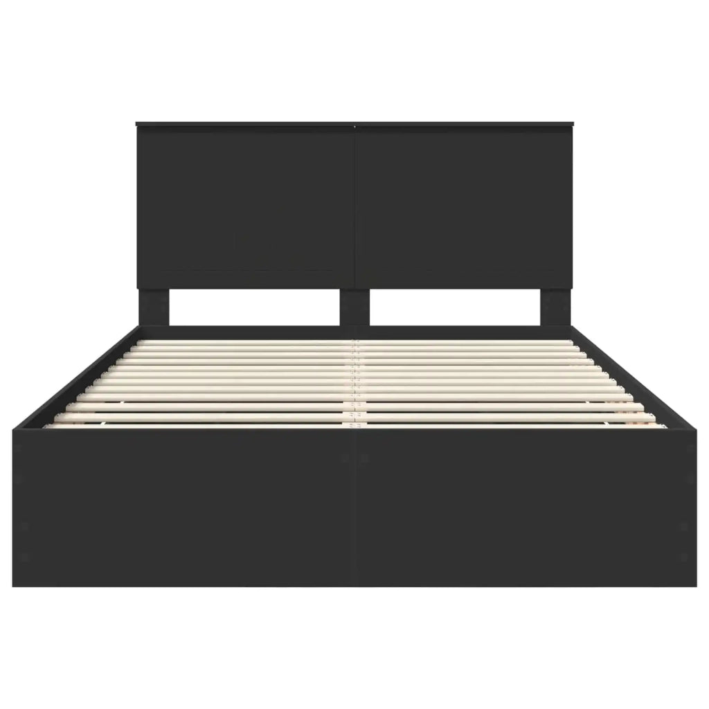 Letto matrimoniale | Letto per adulti | Struttura del letto Nero 140 x 200 cm Legno Ingegnerizzato