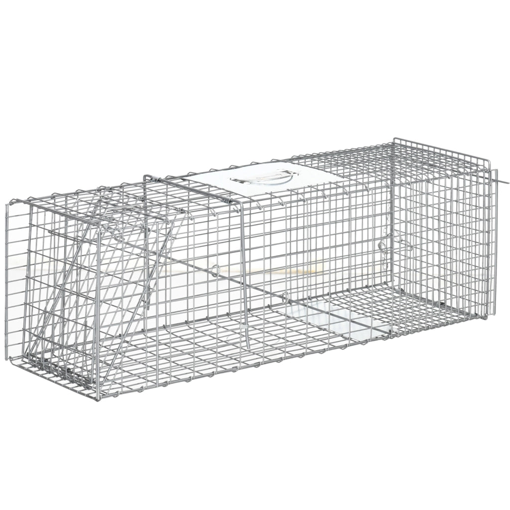 EasyComfort Gabbia Trappola per Ratti, Topi e Nutrie Pieghevole in Acciaio, 93x31x34.5cm, Argento