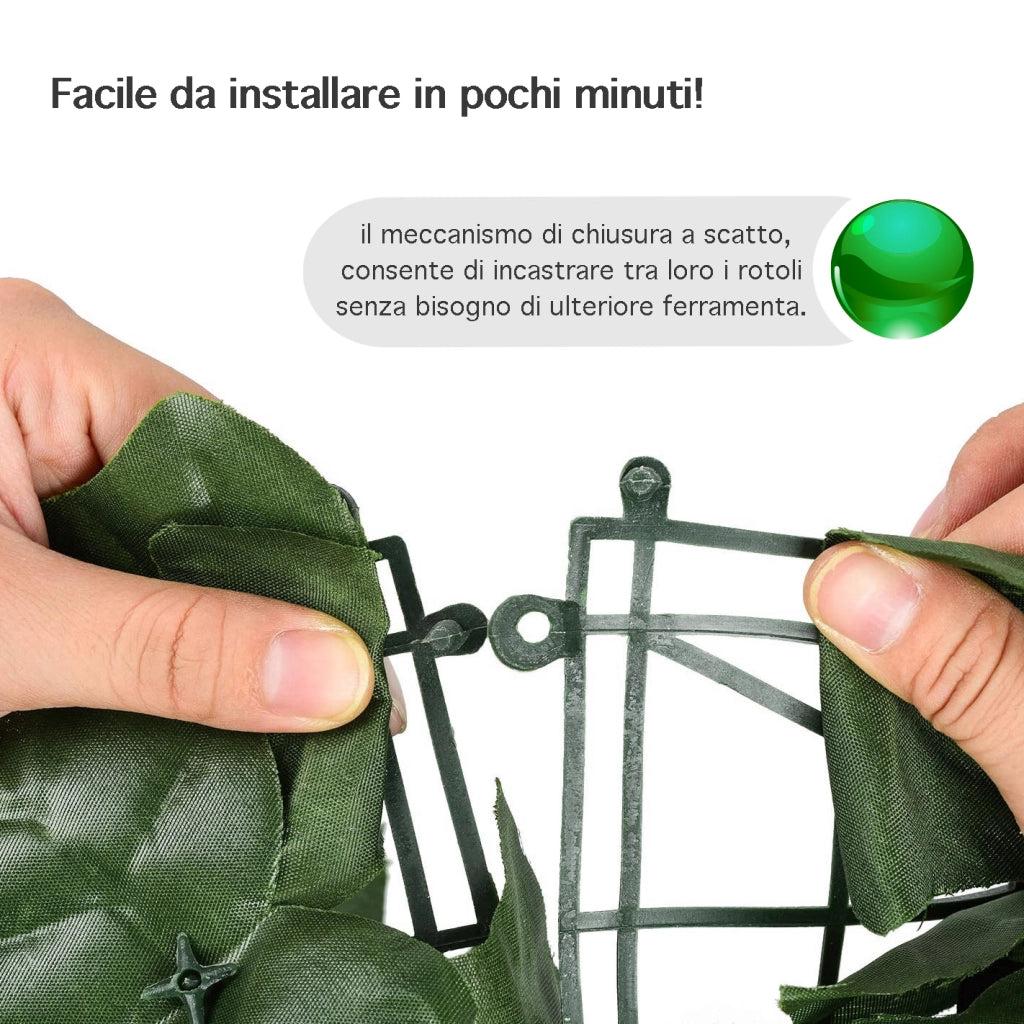 Siepe Artificiale Edera Finta Sempreverde Sintetica Anticaduta Frangivista Frangivento Ringhiera Terrazzo Balcone Giardino diverse Misure - Verde - 1x3Mt