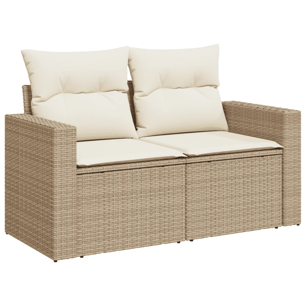 Set Divano da Giardino 10 pz con Cuscini Beige in Polyrattan 3251795