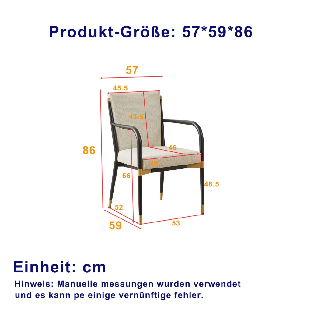 SEDIA da pranzo imbottita Set da 2 pezzi con braccioli 94x57x28 cm beige