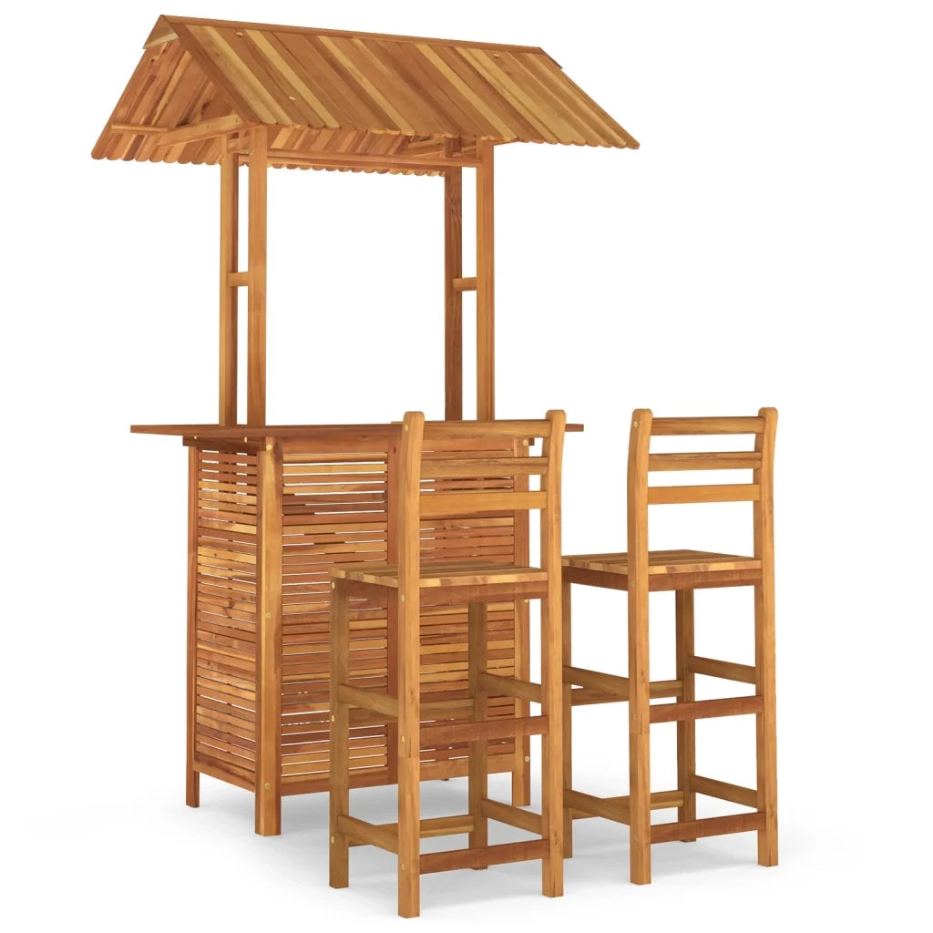 Set da Bar per Giardino 3 pz in Legno Massello di Acacia