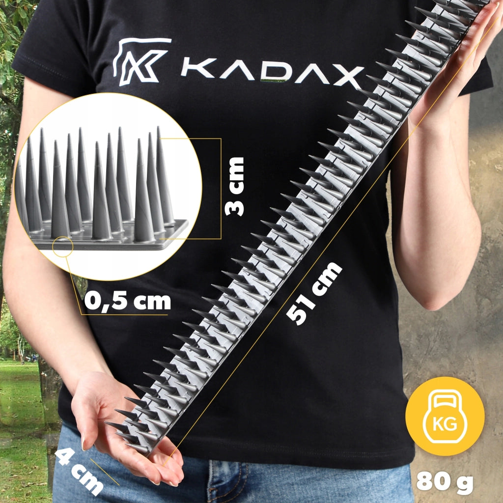 Punte anti-piccioni KADAX, 51 cm, in plastica densa e resistente, 24 pezzi