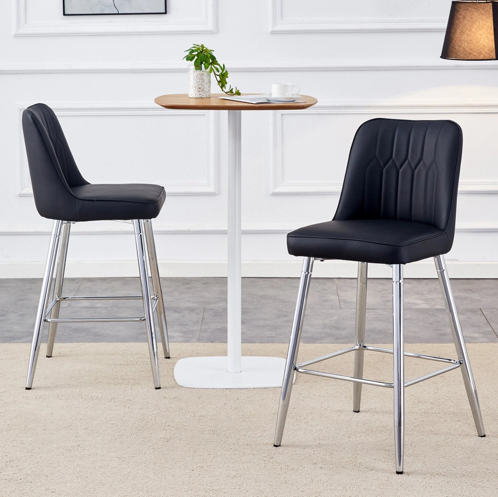 SGABELLO DA BAR Set da 2 pezzi 100 cm PU nero/metallo argento