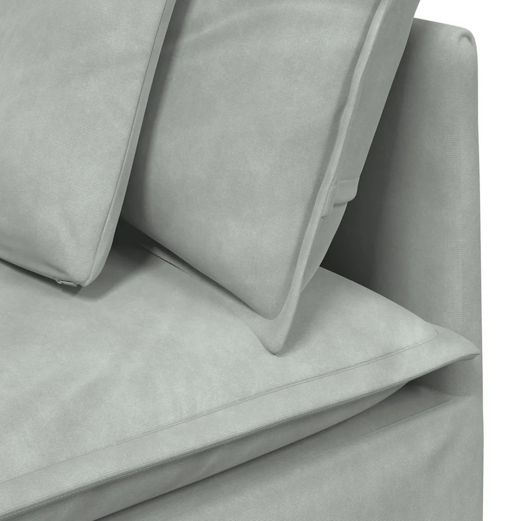 Divano Modulare con Cuscini in Velluto Grigio Chiaro 3321159