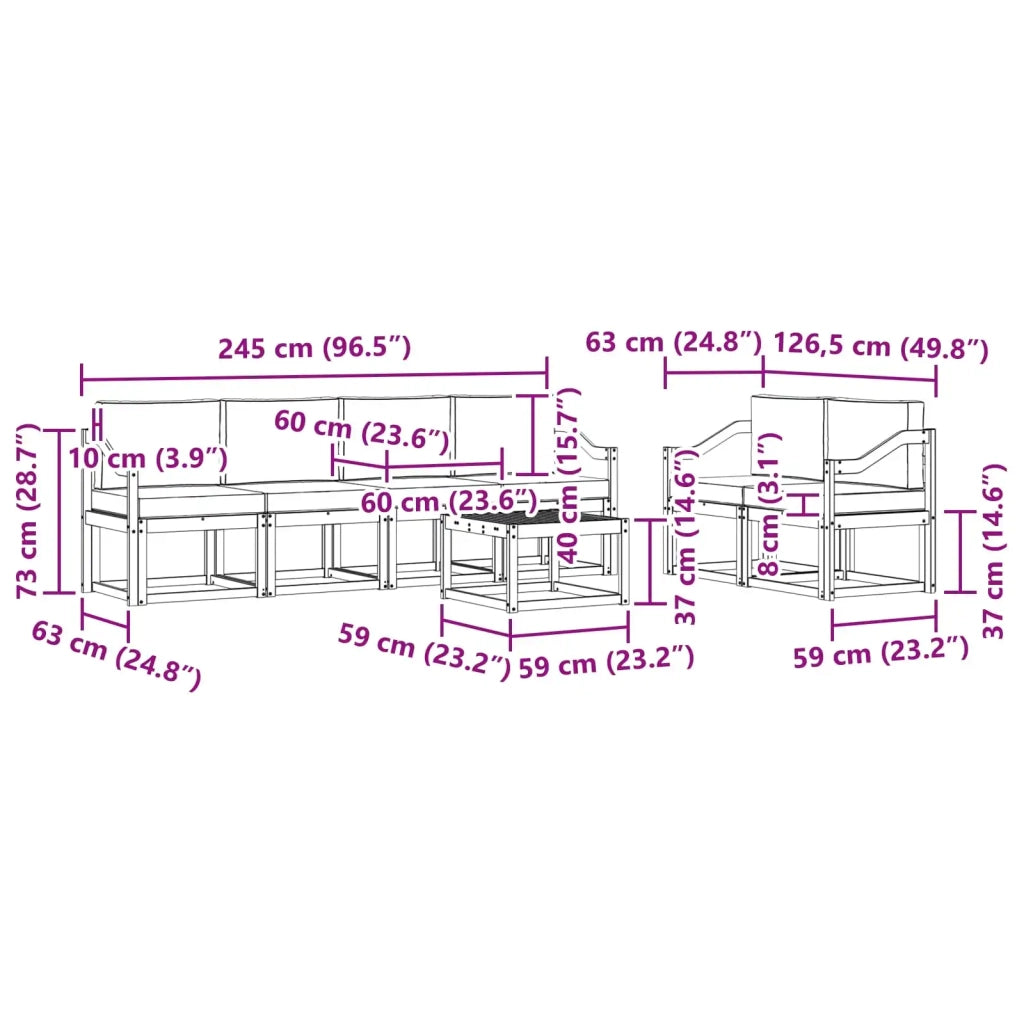 Set di divani da esterno 7 pz Bianco e Beige 3387297