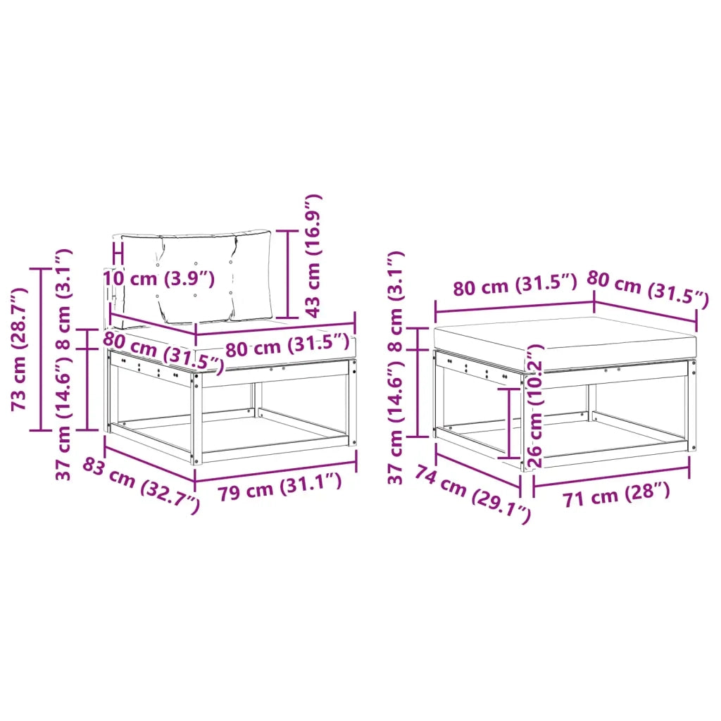 Set di divani da esterno 4 pz Bianco e Antracite Poliestere 3386301