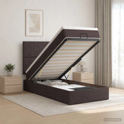 Letto ottomano con materasso Marrone Scuro 90 x 200 cm Tessuto 3457545