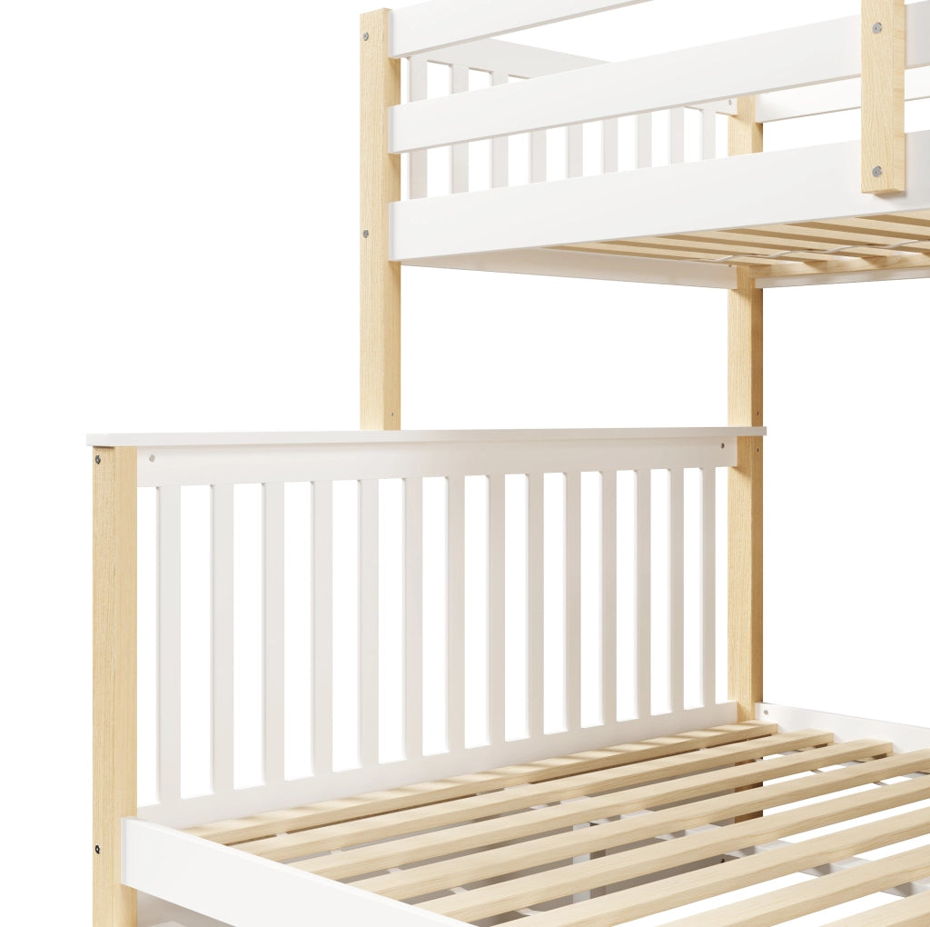LETTO A CASTELLO 90x200/140x200 cm Bianco e Naturale con cassetti