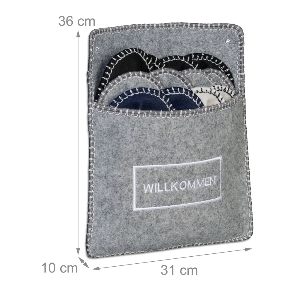 Set di 6 comode pantofole unisex in feltro con custodia 36-39 40-42 43-45 in feltro grigio 13_0017149