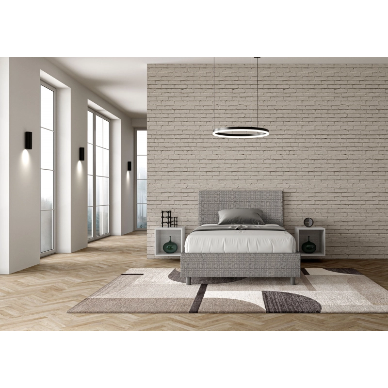 Letto imbottito 1 piazza e mezza 120x200 cm tessuto Labirinto Adele - Senza rete,Grigio
