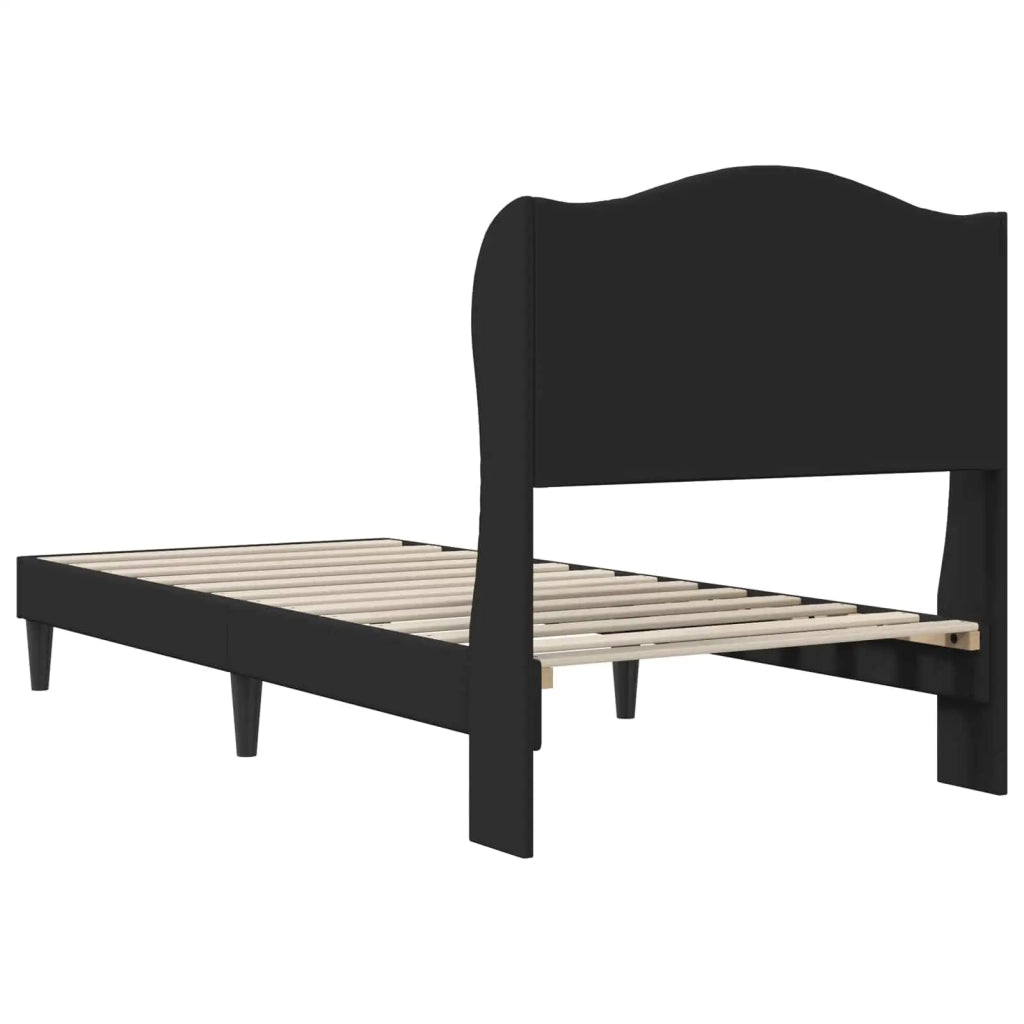 Letto singolo | Letto per adulti | Struttura del letto con testiera Nero 90 x 190 cm Similpelle