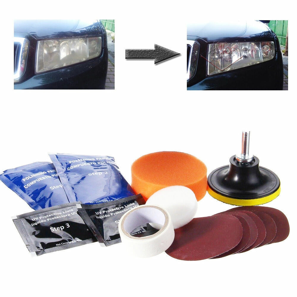 KIT RIGENERAZIONE RIPRISTINO RINNOVA LUCIDA FARI FANALI LENTI OPACIZZATI TRAPANO