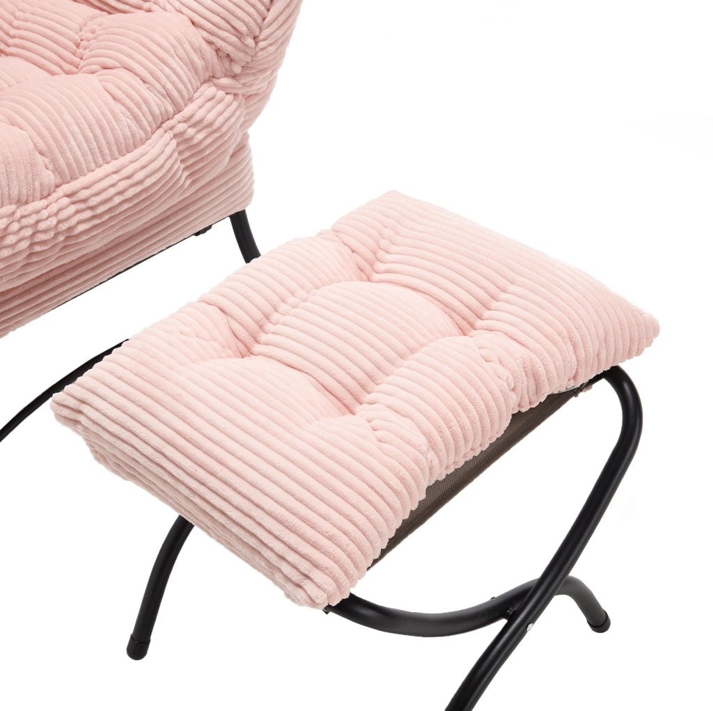 Poltrona relax rosa con poggiapiedi e tasca laterale