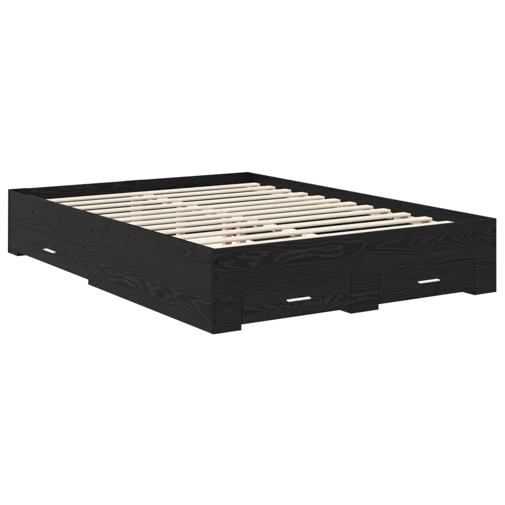 Letto matrimoniale | Letto per adulti | Struttura del letto Rovere Nero Legno multistrato
